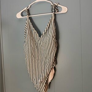 Jessica Simpson Blue and White Striped Swimsuit